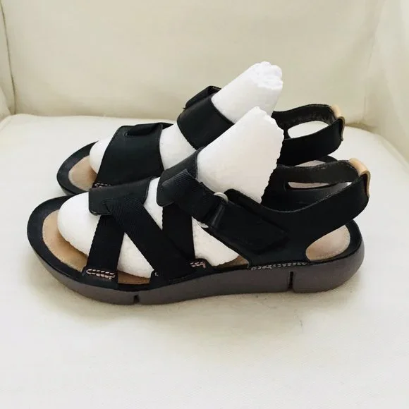 Clarks Shoes Clarks Trigenic Black Leather Tri Clover Comfort Strappy Sandals Size 6 Poshmark